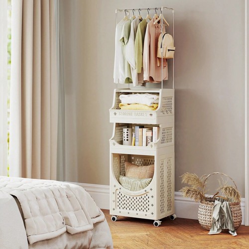 Beige rolling laundry - beige,